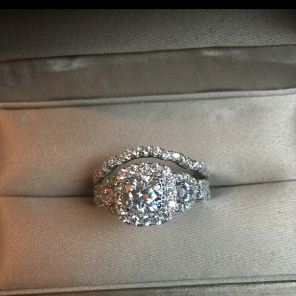 3pcs Stamp 925 Silver Engagement Bridal set - Picture 2 of 5